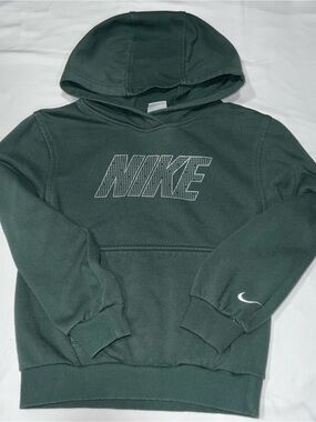 Nike Boy’s Dark Green Pullover Hoodie with White Logo
